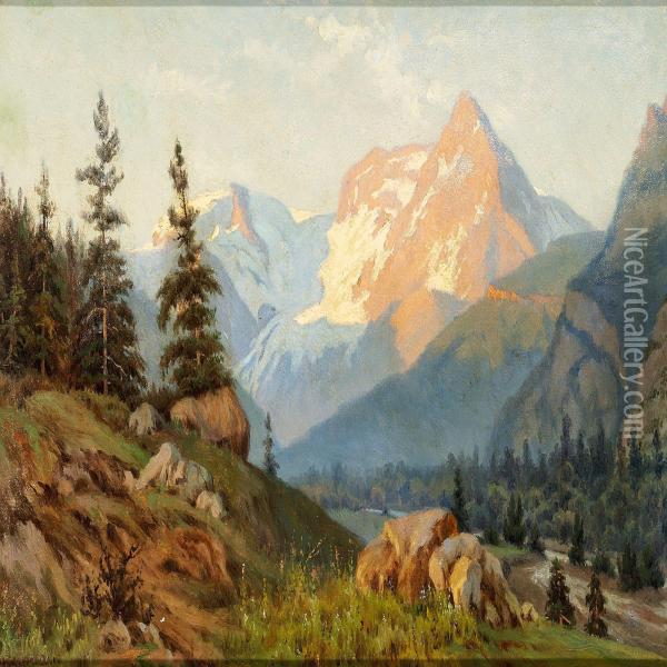 Caucasian Landscape Oil Painting - Evgeni Evgenievich Lanceray