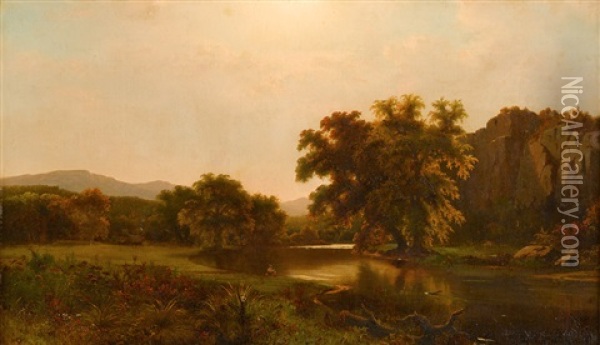 Landscape With River Oil Painting - William Frederick de Haas