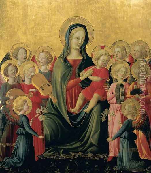 Madonna and Child with Music-Making Angels 1420s Oil Painting - Francesco D'Antonio