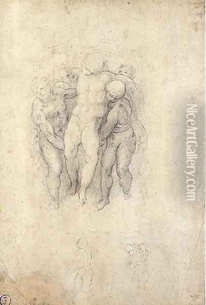Study for an Entombment Oil Painting - Michelangelo Buonarroti