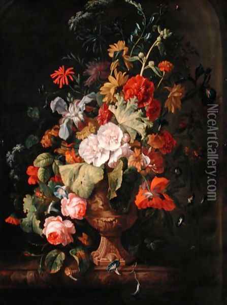Vase of Flowers Oil Painting - Justus van Huysum