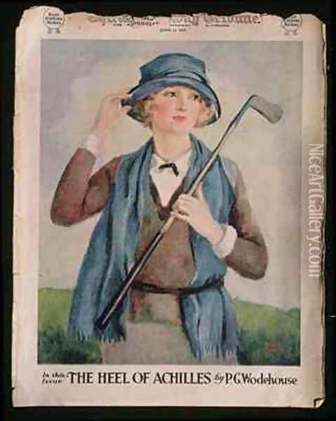 Portrait of a woman golfer cover of The Chicago Tribune Oil Painting - Maude Martin Ellis