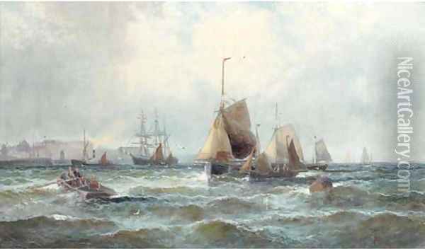 Shipping in the Channel off the south coast Oil Painting - William A. Thornley or Thornbery