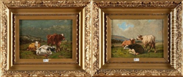 Vaches Au Pre (pair) Oil Painting - Louis Robbe
