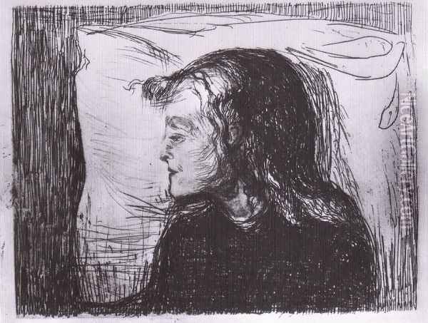 la jeune fille malade 1896 Oil Painting - Edvard Munch