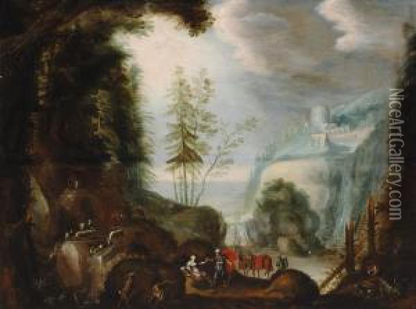 Rendez-vous At The Foot Of A Mountain Oil Painting - Frederik van Valkenborch