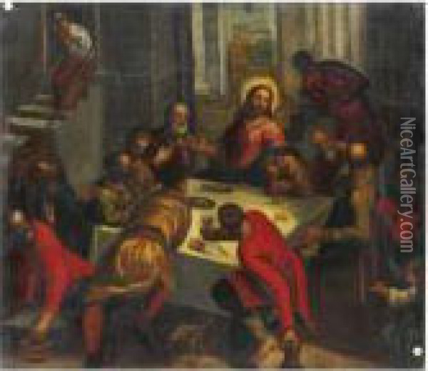 Ultima Cena Oil Painting - Acopo D'Antonio Negretti (see Palma Giovane)