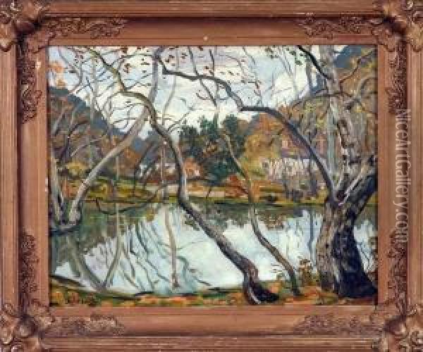 View Across The River Oil Painting - Walter Elmer Schofield