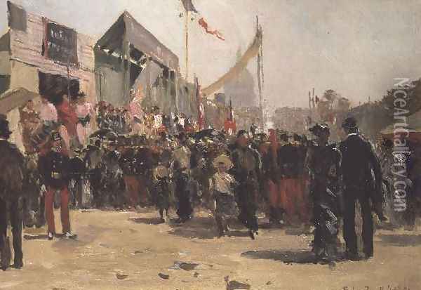Fair on the Esplanade des Invalides, 1891 Oil Painting - Pierre Vauthier