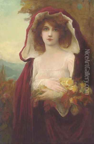 The flower girl Oil Painting - Albert Matignon