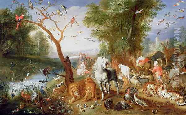 The Animals entering Noahs Ark Oil Painting - Jan van, the Younger Kessel