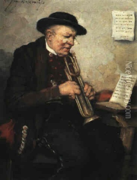 Der Alte Trompeter Oil Painting - Robert (Ignaz) von Krausz