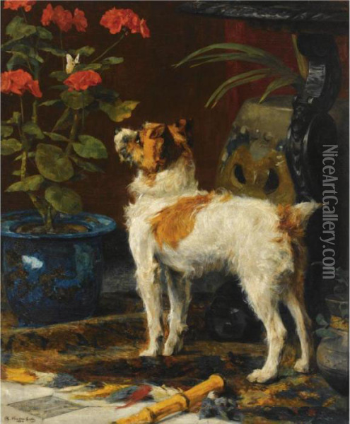 Aux Aguets Oil Painting - Charles van den Eycken