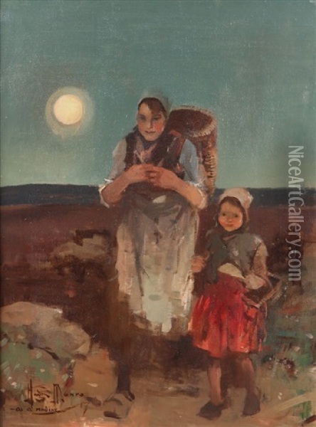 The Peat Gatherers Oil Painting - Hugh Munro