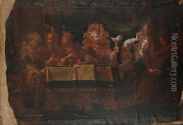 Belshazzar's Feast Oil Painting - Isaac Isaacsz
