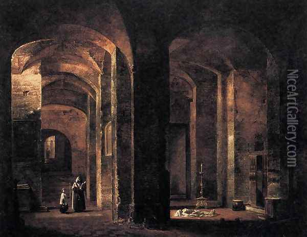 Crypt of San Martino ai Monti, Rome 1806 Oil Painting - Francois-Marius Granet