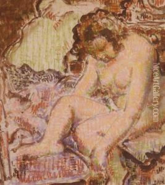 Hilda Bathing Oil Painting - Harlod Hope Read