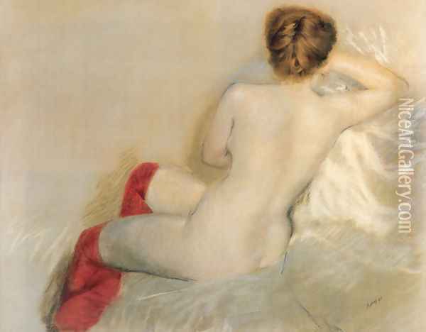 Nudo con le Calze Rosse Oil Painting - Giuseppe de Nittis