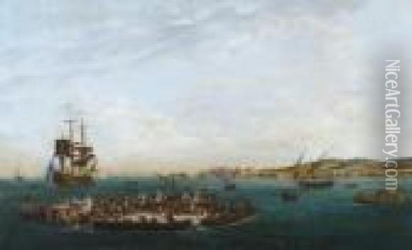 Thunfischjagd Im Golf Von
 Neapel. Oil Painting - Pietro Fabris