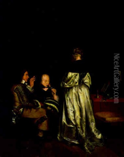 Parental Admonition Oil Painting - Gerard ter Borch the Younger