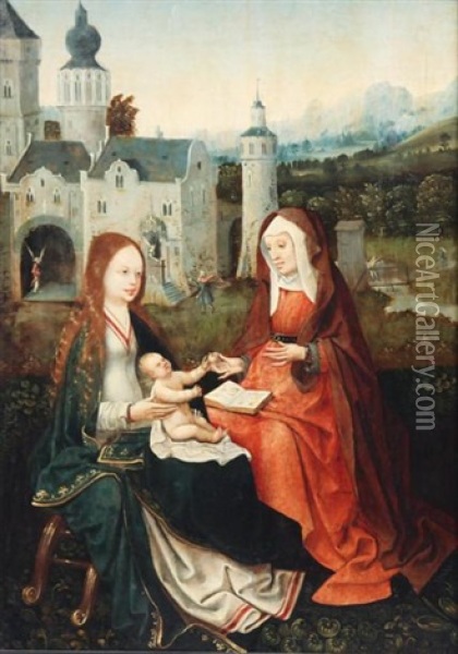 Sainte Anne, La Vierge Et L'enfant Jesus Oil Painting - Maitre de Francfort