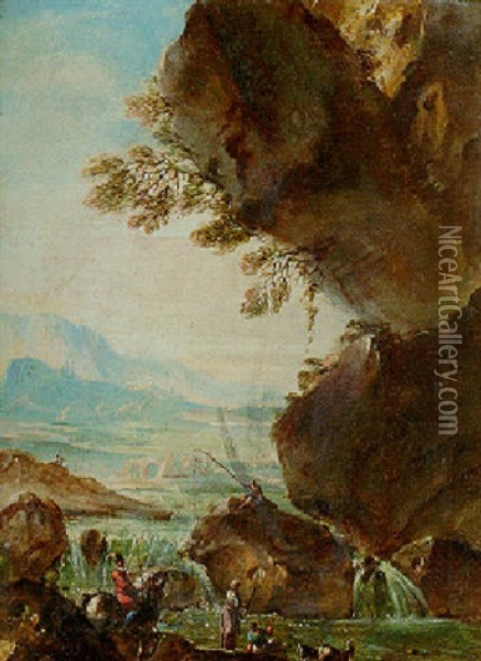 Paysage Au Cavalier Et Aux Pecheurs Oil Painting - Antonio Visentini