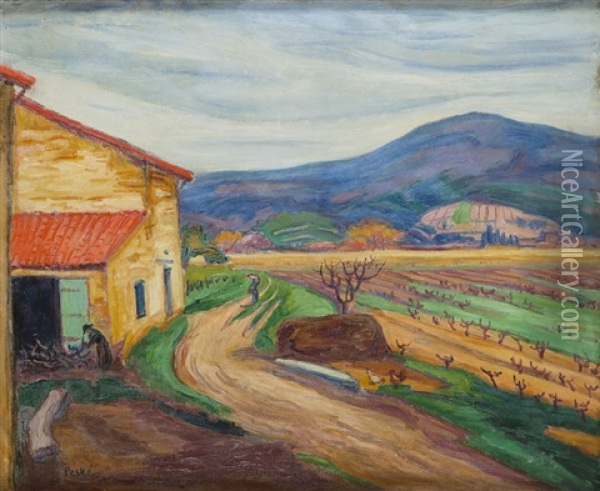 Landscape With Road Oil Painting - Jean Peske