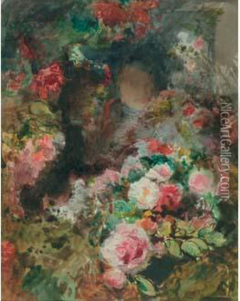 Fleurs, Vers 1845-1846 Oil Painting - Felix Ziem