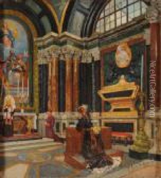 La Preghiera In Chiesa Oil Painting - Pio Joris