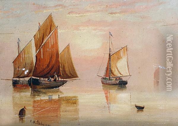 Moored Fishing Boats Oil Painting - Edward King Redmore