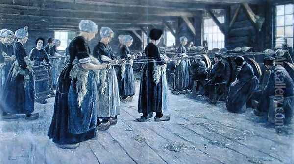 Spinning Workshop in Laren, 1889 Oil Painting - Max Liebermann