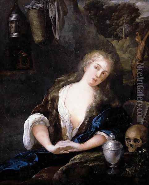 The Penitent Magdalene 1691 Oil Painting - Eglon van der Neer