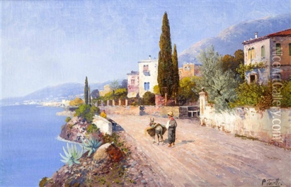 Sommerliche Uferpartie Bei Neapel Oil Painting - Pietro Toretti