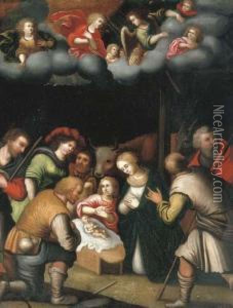 The Adoration Of The Shepherds Oil Painting - Pieter Lisaert