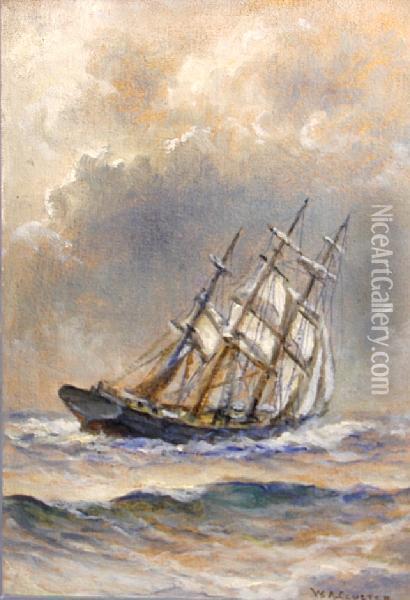 Ship On Choppy Seas Oil Painting - William Alexander Coulter