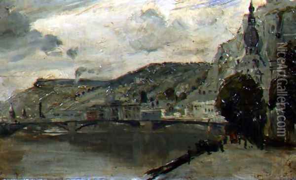 The Bridge at Dinant Oil Painting - Thomas William Roberts