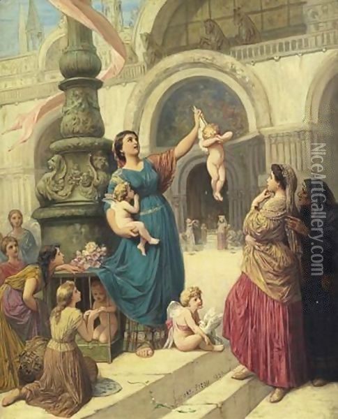 La Marchande D'Amours A Venise Oil Painting - Henri Pierre Picou