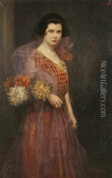 A Portrait Of Mrs. Malkovska Oil Painting - Franz Bohumil Doubek