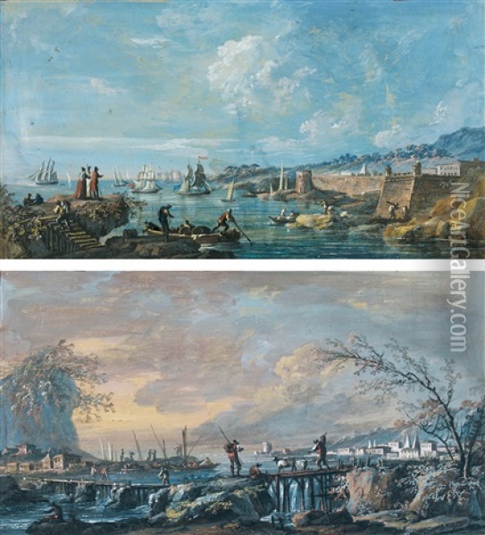 Paysages De Bord De Mer Oil Painting - Alexandre Jean Noel