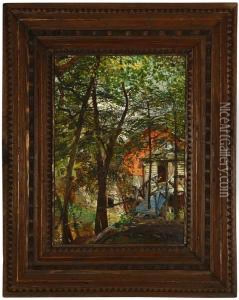 Cabin Through The Trees Oil Painting - Karl H. Yens