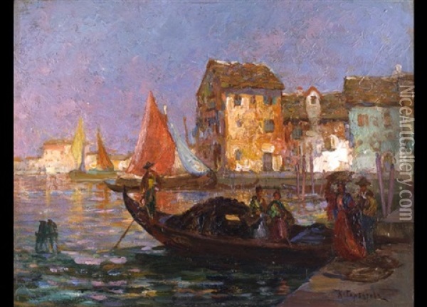 Kanal In Venedig Oil Painting - Konstantin Ivanovich Gorbatov