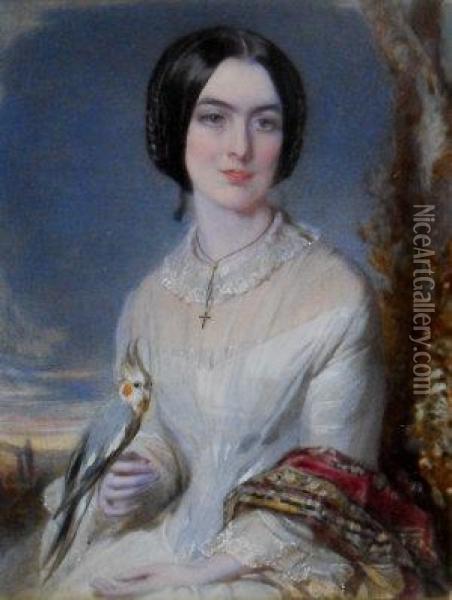 Portrait Miniature- Portrait Of Helen Rose O'connell Oil Painting - John Linnell