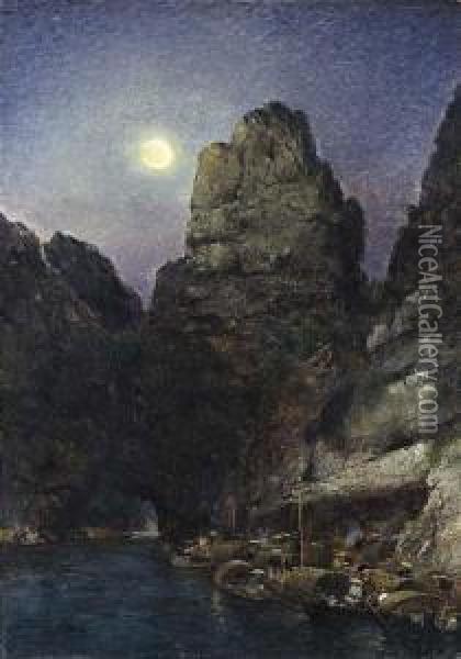 La Baie D'halong (along Bay) Oil Painting - Gaston-Marie-Anatole Roullet