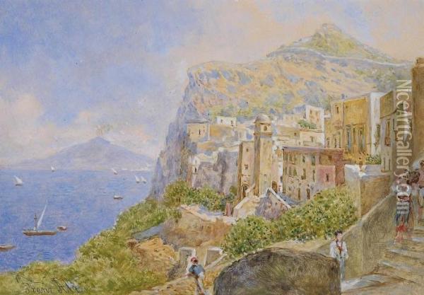 View Of Vesuvius As Seen From Capri Oil Painting - Franz Alt