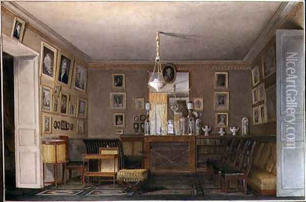 A Paris Connoisseurs Cabinet Room, c.1815 Oil Painting - Hilaire Thierry