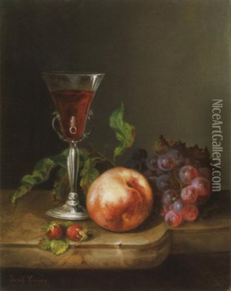 Egy Pohar Vorosbor (osz) - Autumn, A Glass Of Red Wine Oil Painting - Josef Lauer