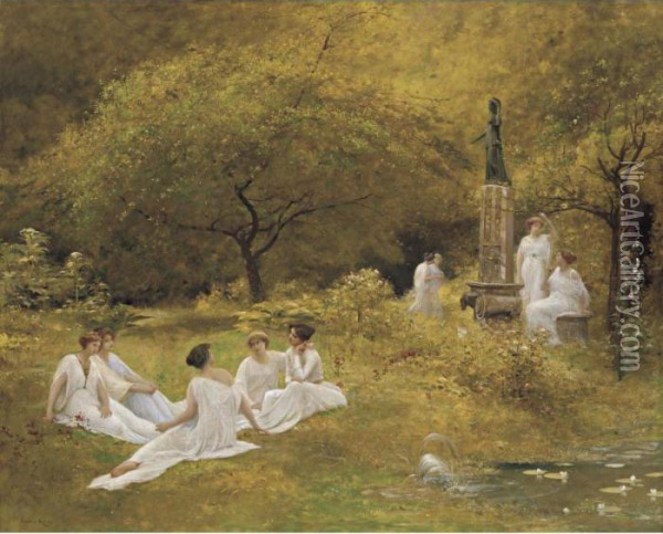 Muses' Garden Oil Painting - Lionel Noel Royer