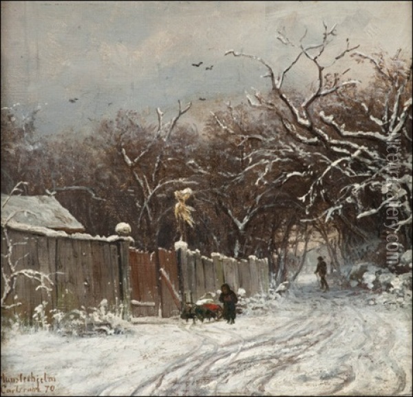 Talvipaiva Karlsruhessa Oil Painting - Magnus Hjalmar Munsterhjelm