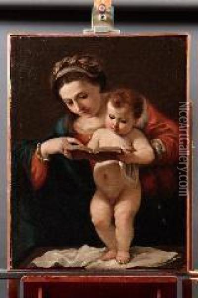 Madonna Col Bimbo In Lettura Oil Painting - Mauro Gandolfi