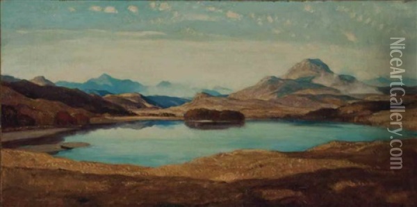 The Eternal Hills, Loch Tarff Oil Painting - David Young Cameron